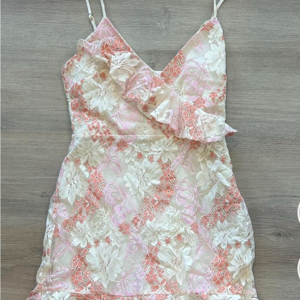 Lovers + Friends Pink and Cream Mini Dress